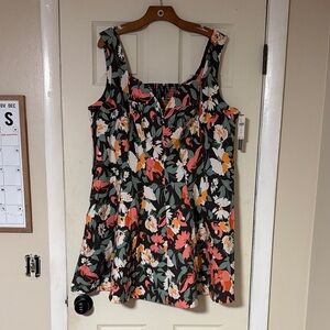 Anthropologie Floral Tank Top - Black and Multicolor